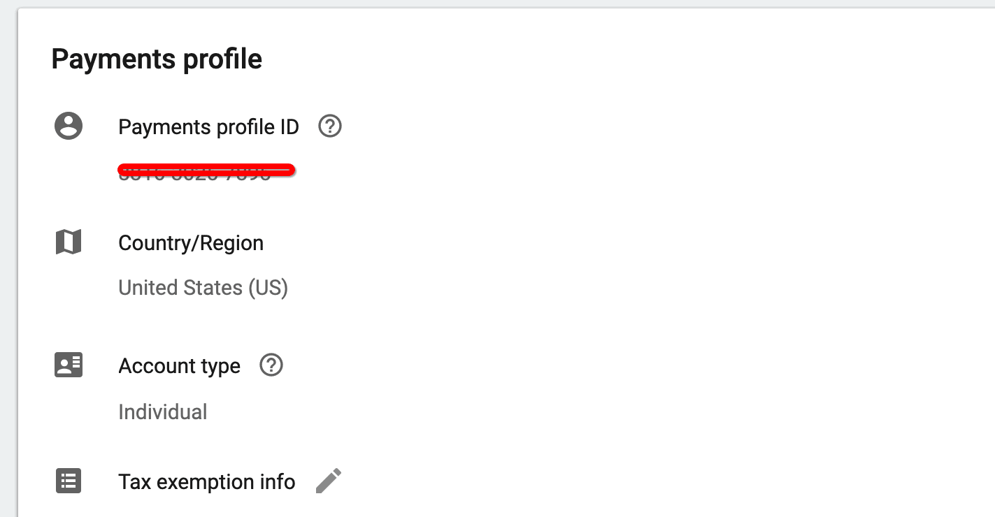 Payment Profile Google